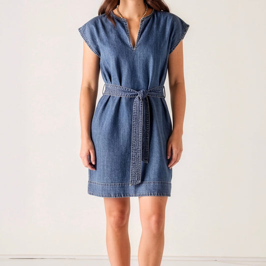 Mersea Tropez Tunic Dress - Washed Chambray
