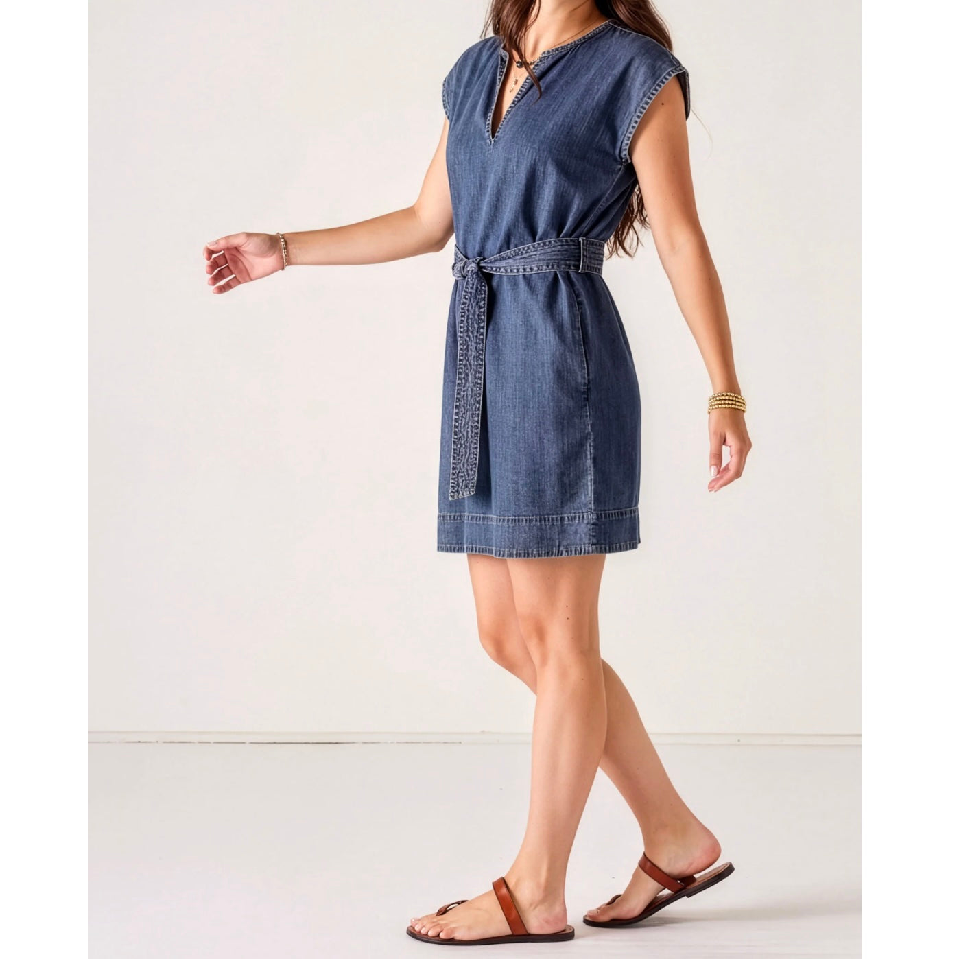 Mersea Tropez Tunic Dress - Washed Chambray