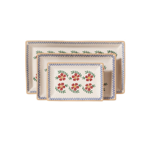 Old Rose Rectangle Plate Set/3