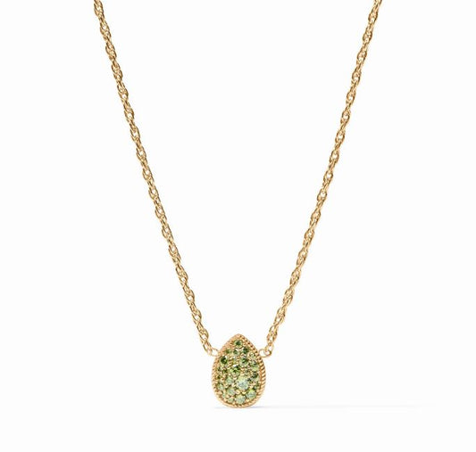 Julie Vos Pavé Teardrop Delicate Necklace - Peridot Green