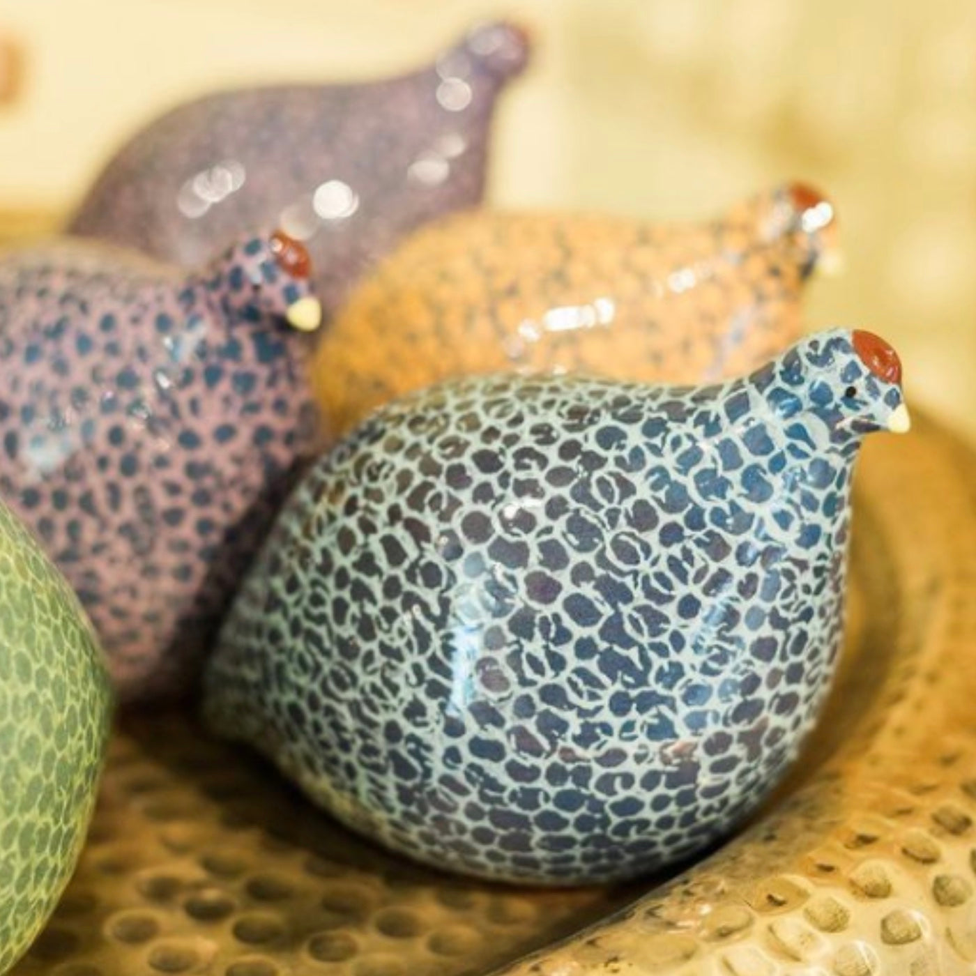 Ceramic Quail Blue Spotted Turquoise