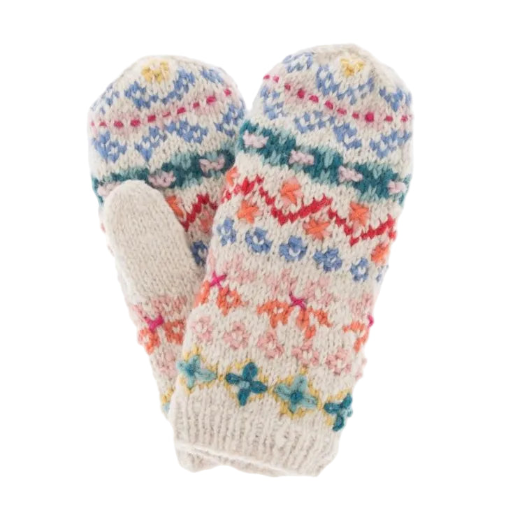 French Knot River Mittens - Natural