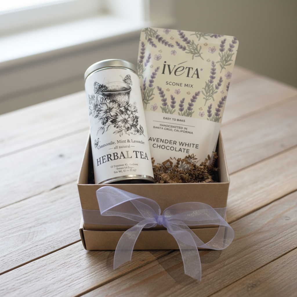 Lavender Tea & Scone Gift Basket – Chamomile, Mint & Lavender Tea