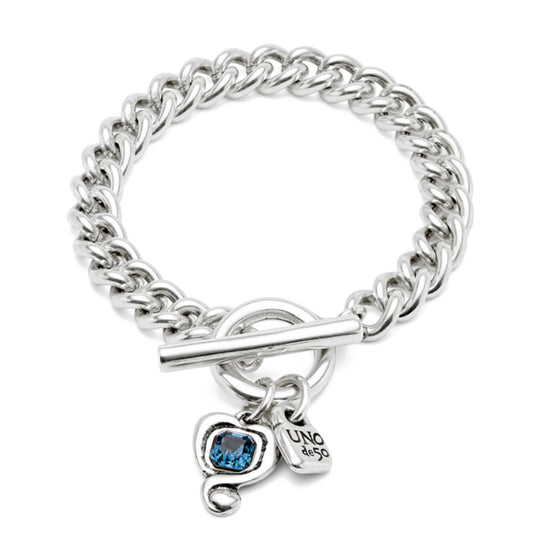 UNOde50 Blue Heart Charm Bracelet