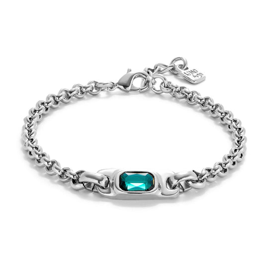 UNOde50 Chain bracelet with green crystal