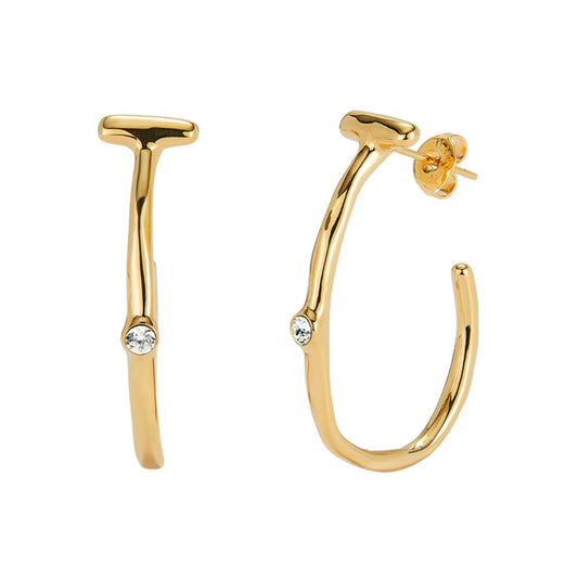UNOde50 Hoop Earrings With White Topaz - Gold