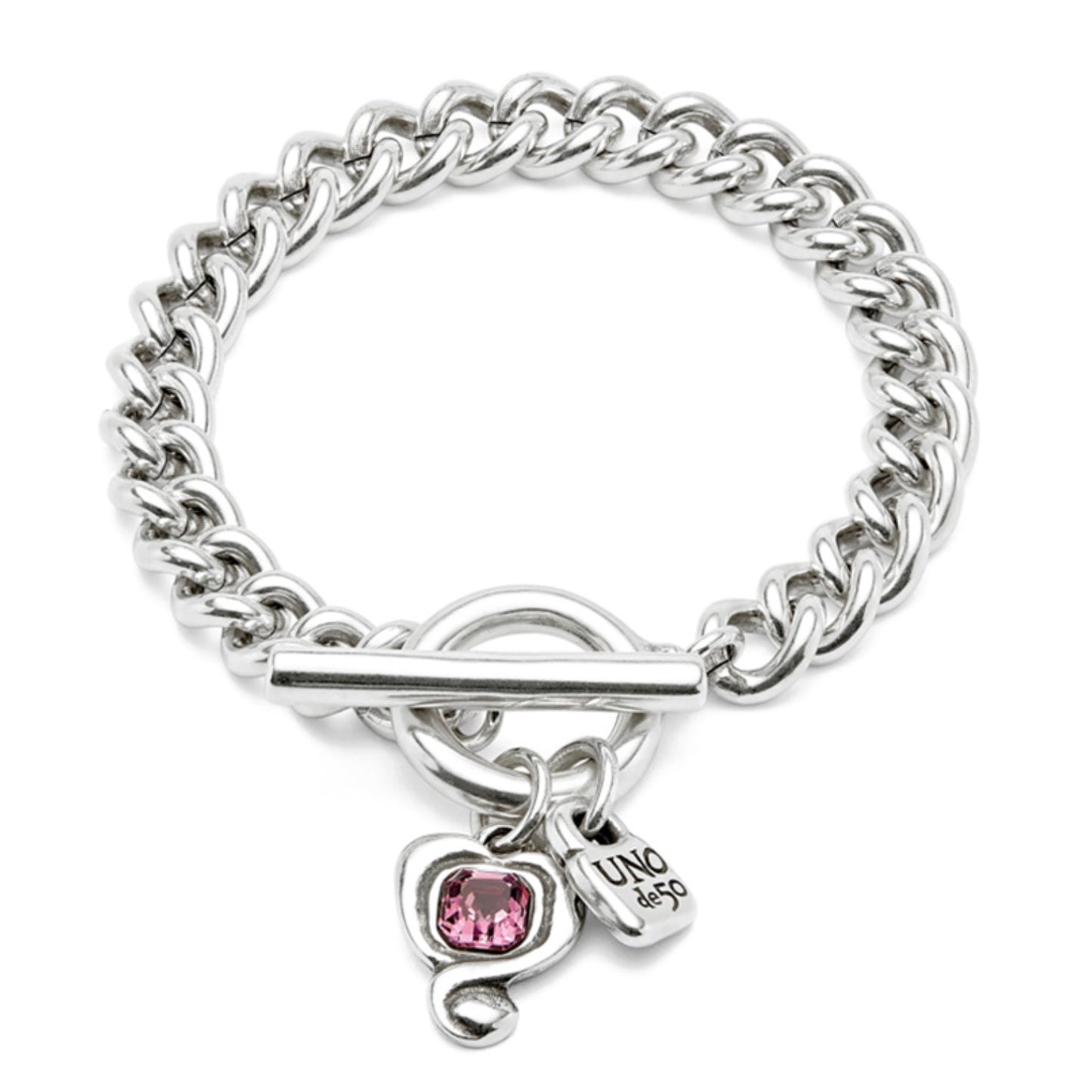UNOde50 Pink Heart Charm Bracelet