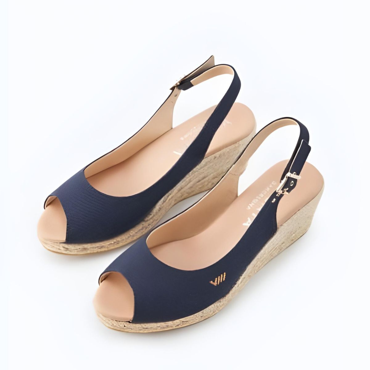 Viscata Gavina Canvas Espadrille Sandal Wedges - Navy