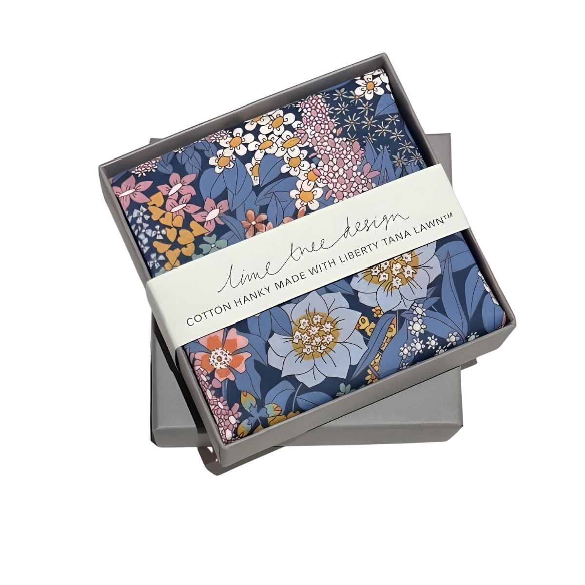 Lime Tree Design Single Boxed Hanky Made with Liberty Tana Lawn