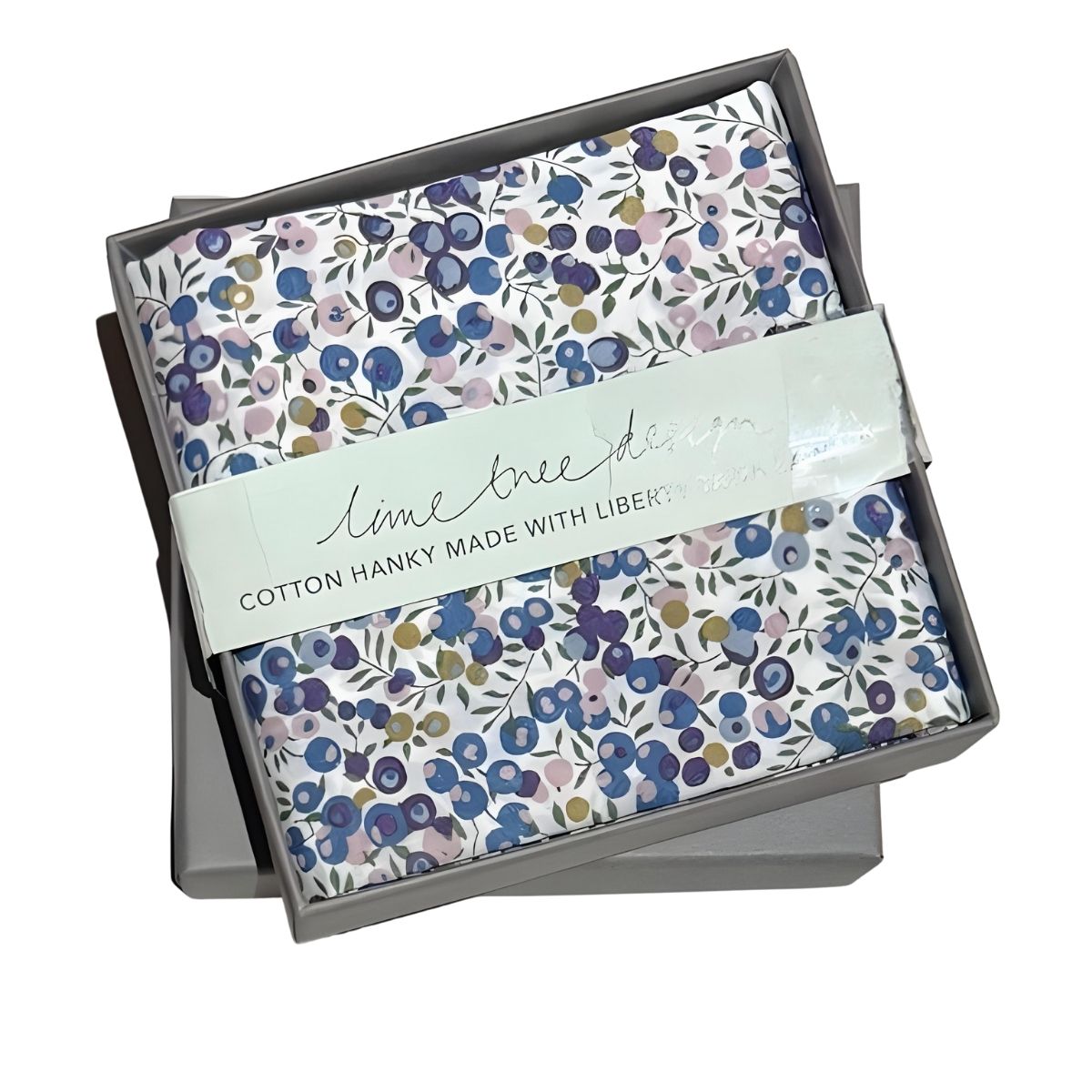 Lime Tree Design Single Boxed Hanky Made with Liberty Tana Lawn