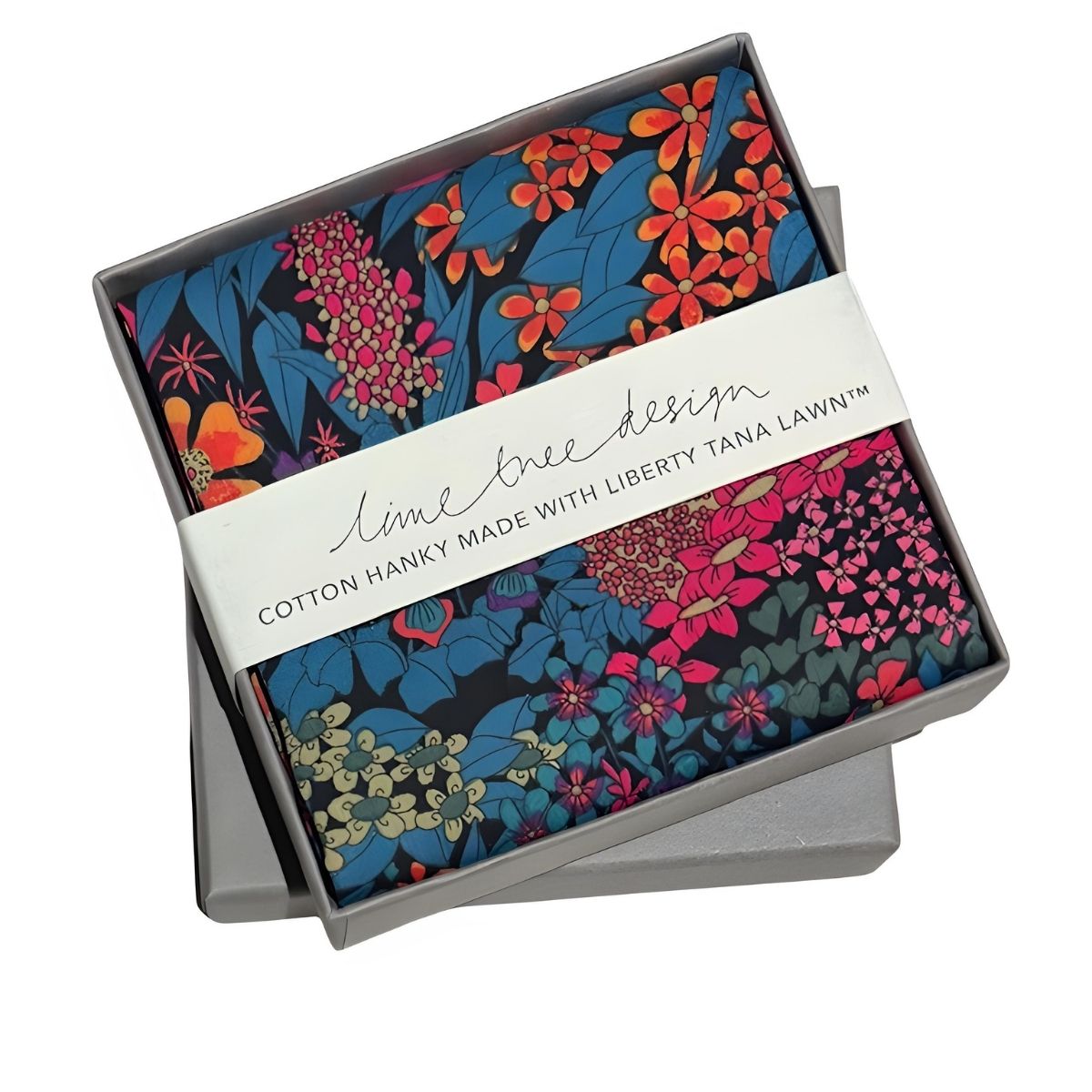 Lime Tree Design Single Boxed Hanky Made with Liberty Tana Lawn