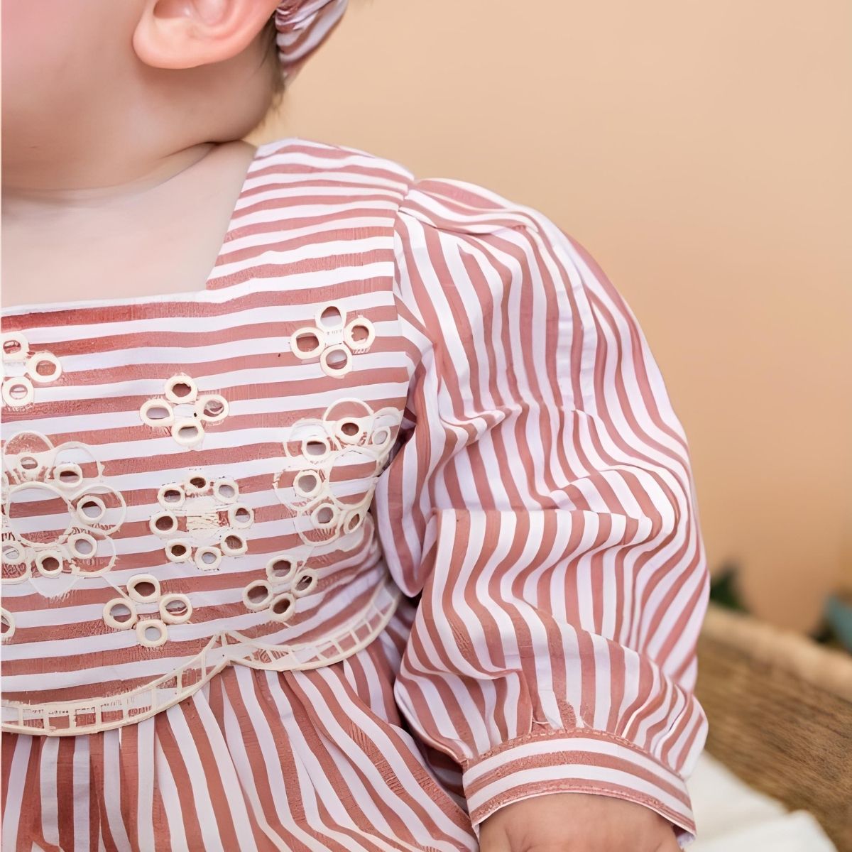 Viverano Organic Siena Striped Embroidered Baby Romper & Headband