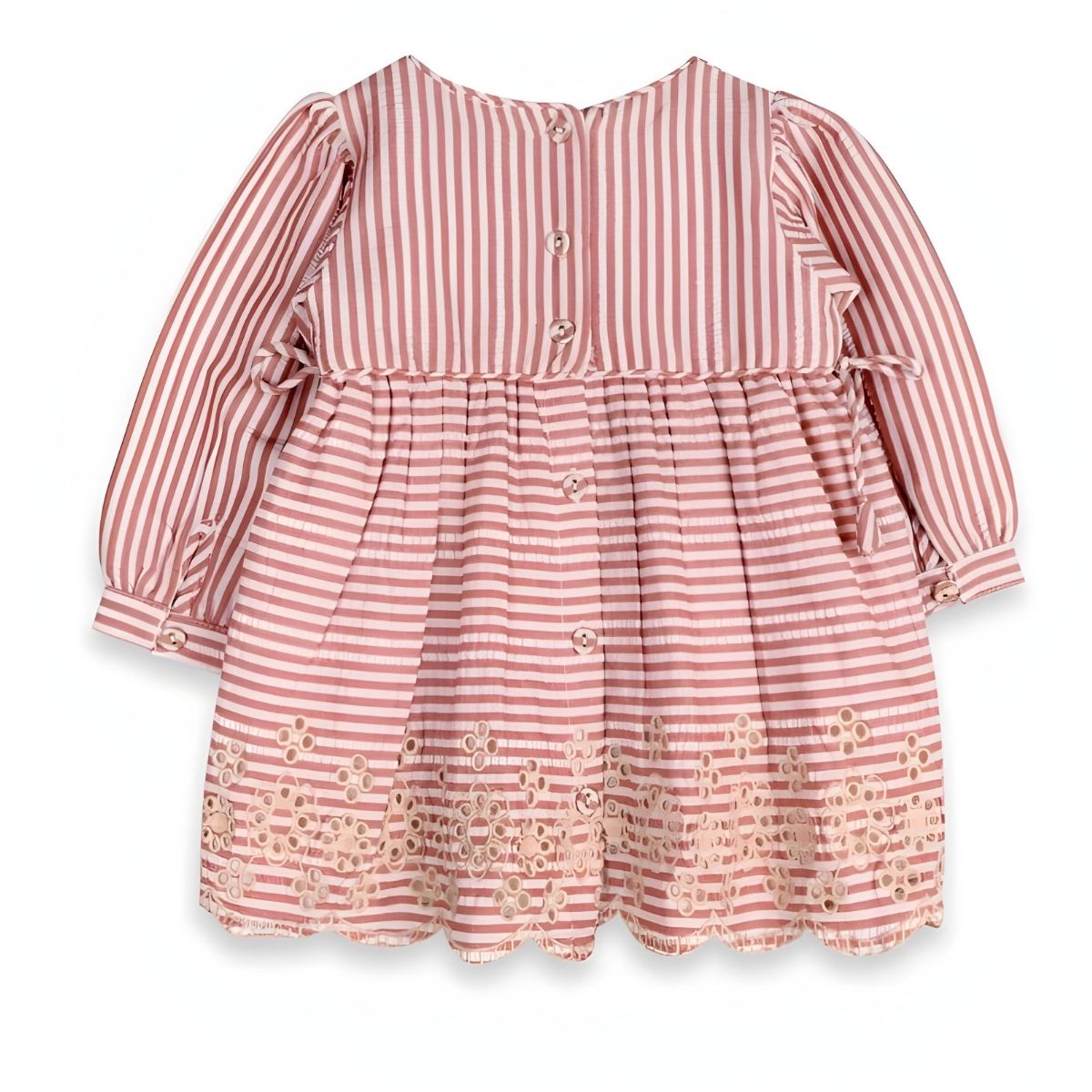 Viverano Organic Vivienne Striped Embroidered Baby Dress & Bloomer