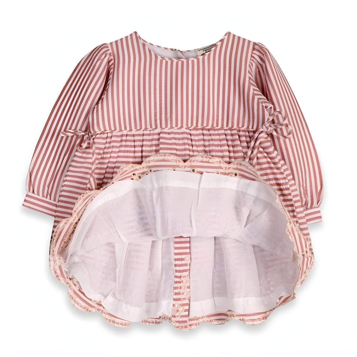 Viverano Organic Vivienne Striped Embroidered Baby Dress & Bloomer
