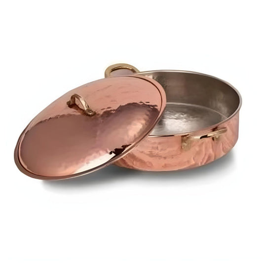 Copper 2L Low Handmade Hammered Pot