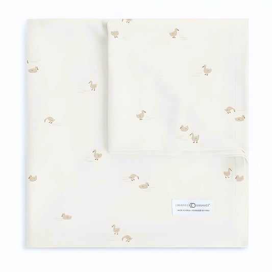 Colored Organics Swaddle Blanket - Duck / Oat + Chai