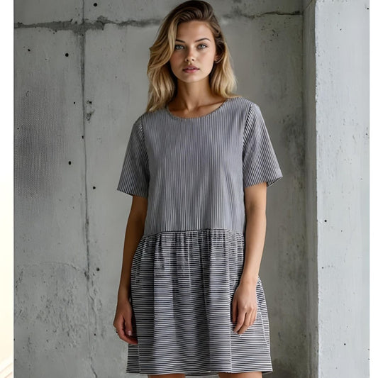 and for Good Hudson Dress - Menswear Stripe Black