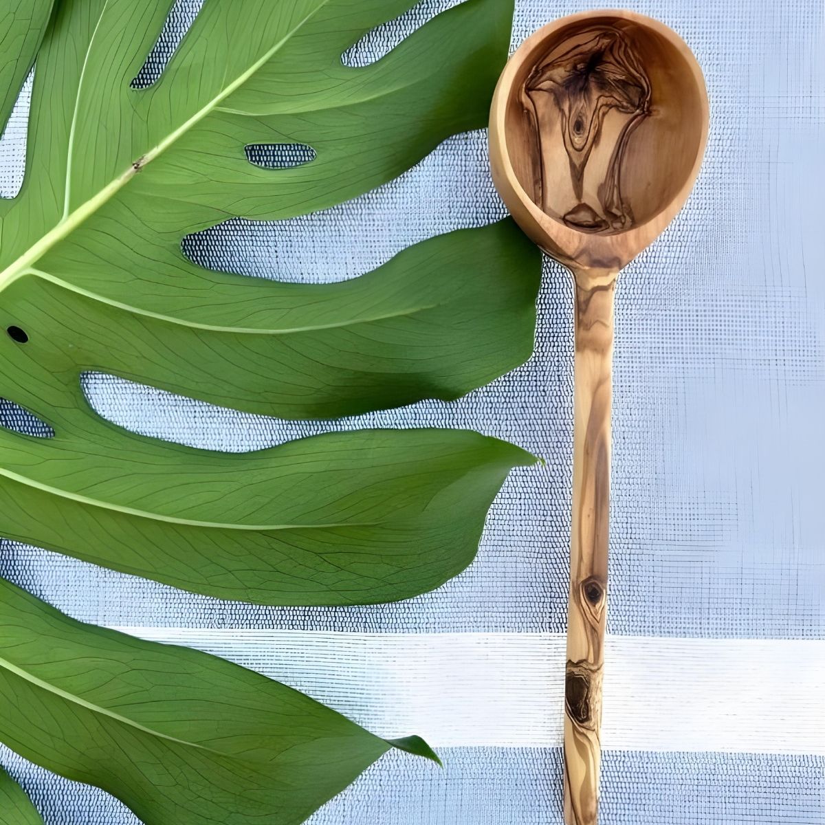 Olive Wood Modern Ladle 12"