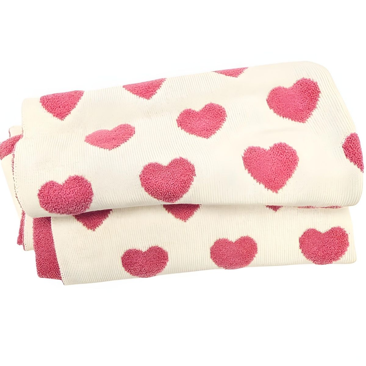 Viverano Organic Fuzzy Love - Organic Jacquard Knit Baby Blanket - Baby Pink