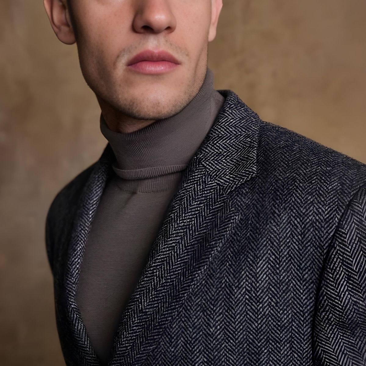 Jack Murphy Men's Owen Tweed Coat - Charcoal Wide Herringbone