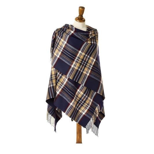 Bronte Moon Mini Ruana Wrap - Navy Stewart Tartan