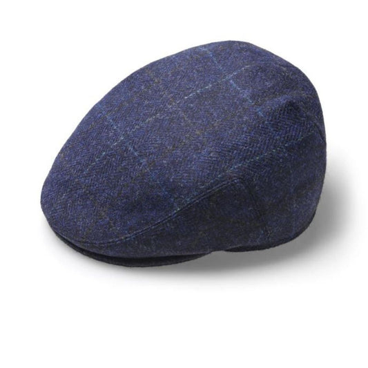 Bronte Moon Flat Cap - Windowpane - Navy