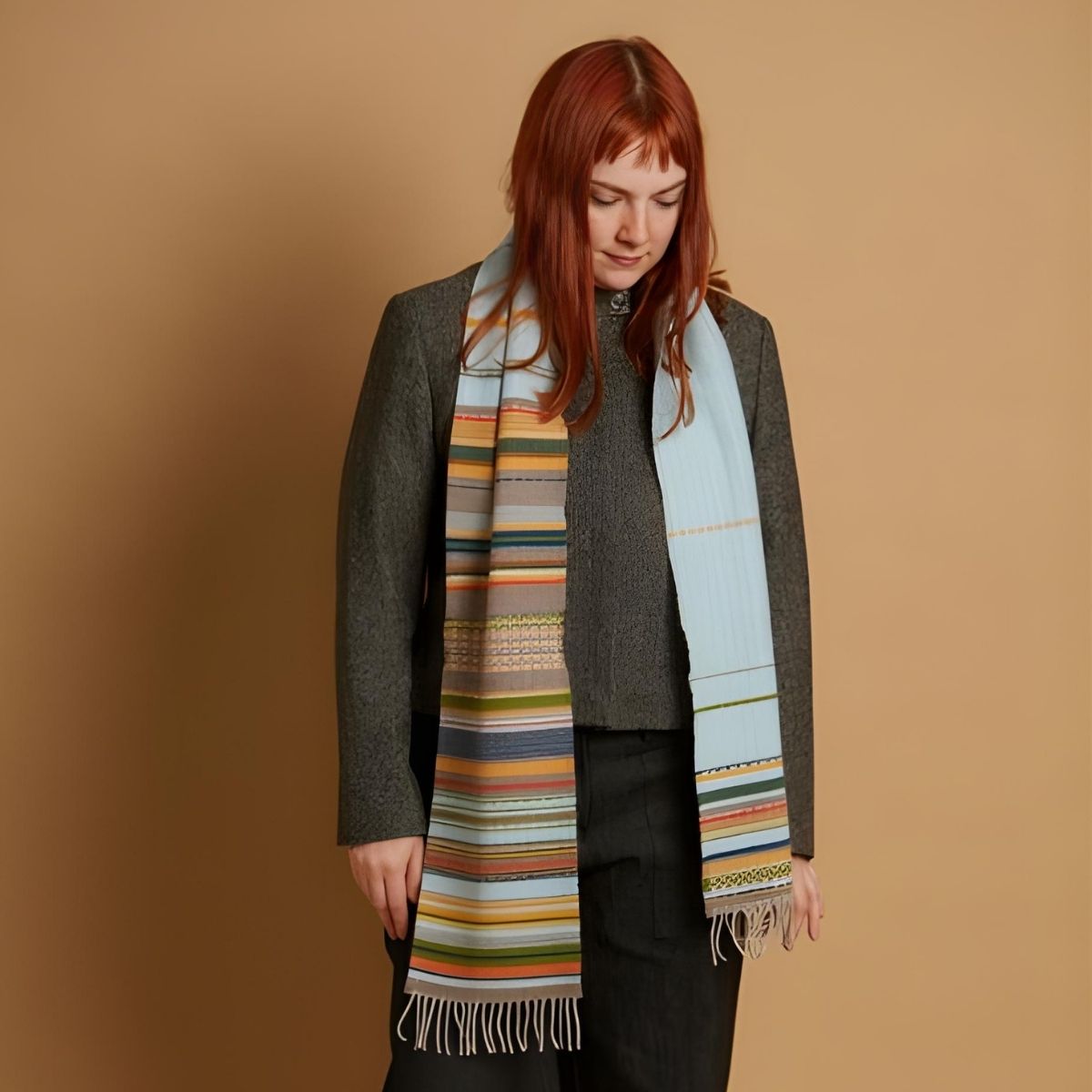 Wallace Sewell Lavanda Heath Lambswool Stripe Scarf
