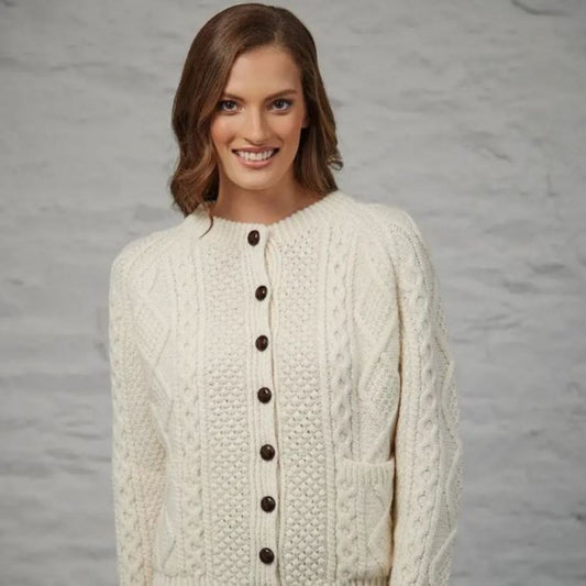 Aran Hand-Knit Lumber Sweater - Natural