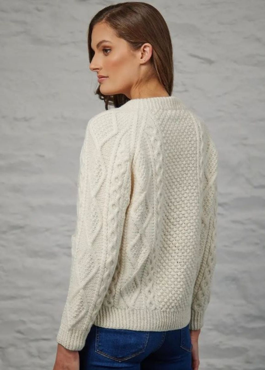 Aran Hand-Knit Lumber Sweater - Natural
