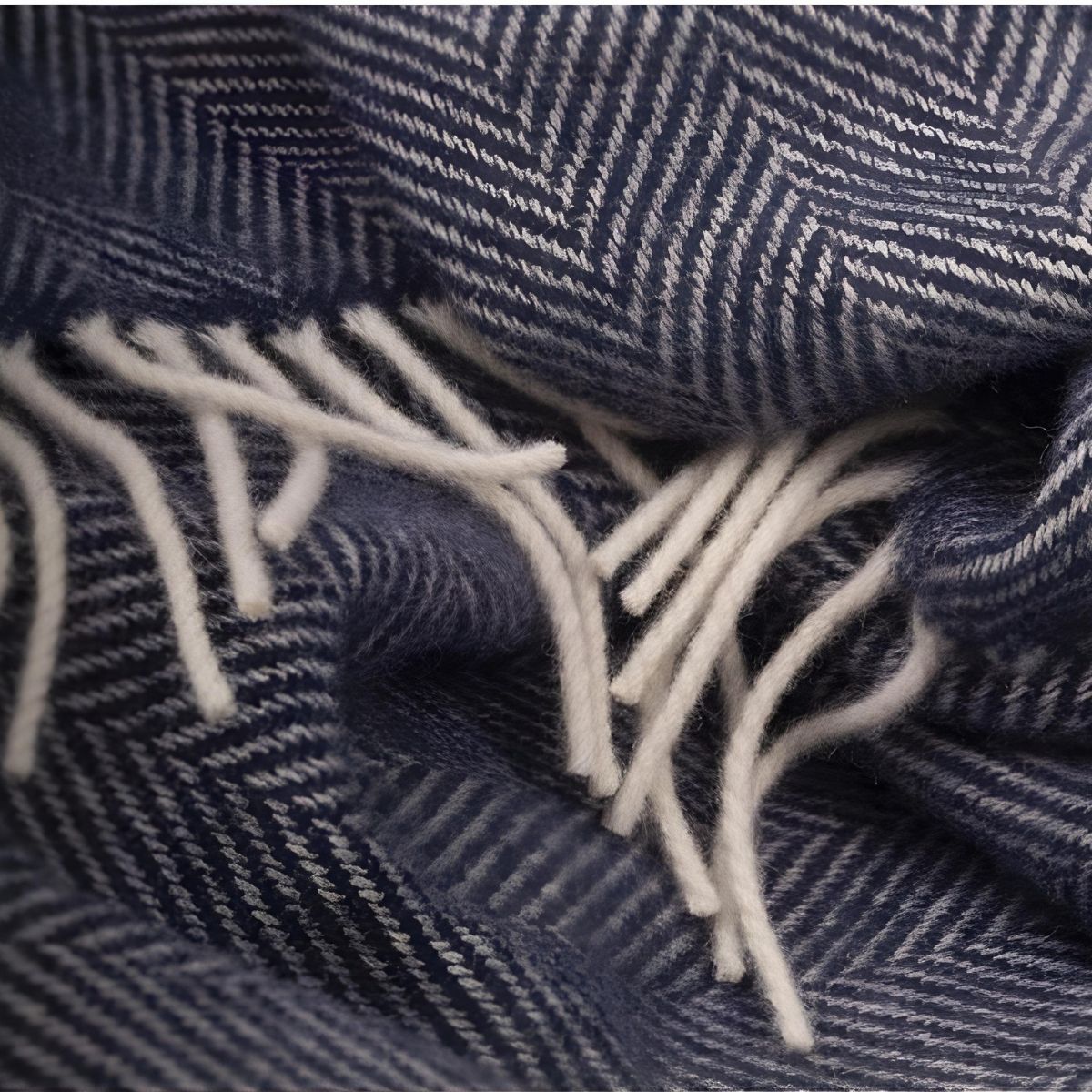 Cushendale Navy Aclare Lambswol Large Throw Blanket