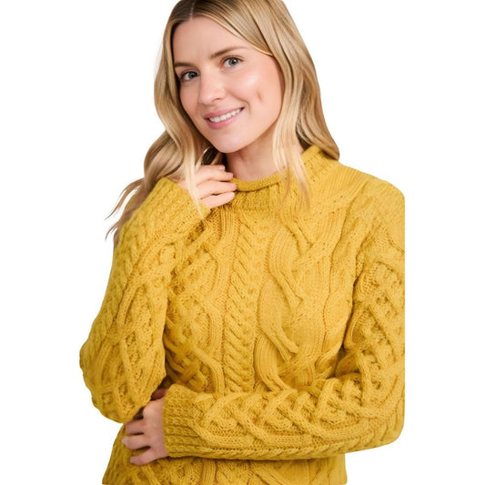Calla Aran Aysmmetrical Pattern Sweater - Yellow
