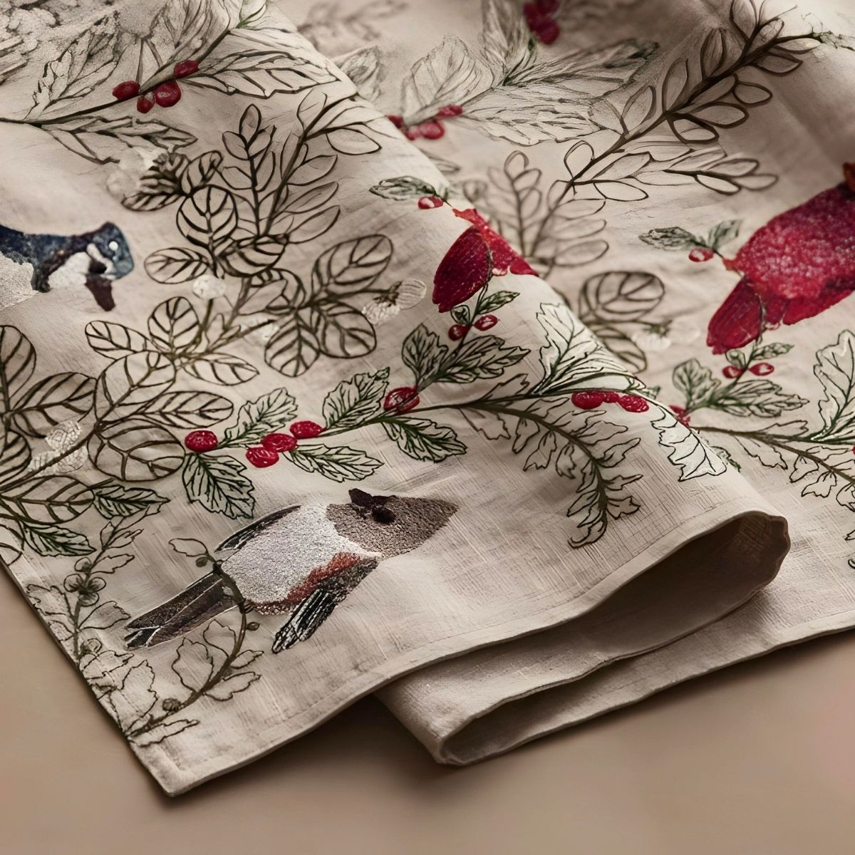 Coral & Tusk Winter Birds Table Runner