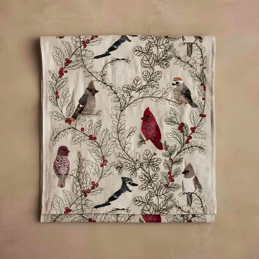 Coral & Tusk Winter Birds Table Runner