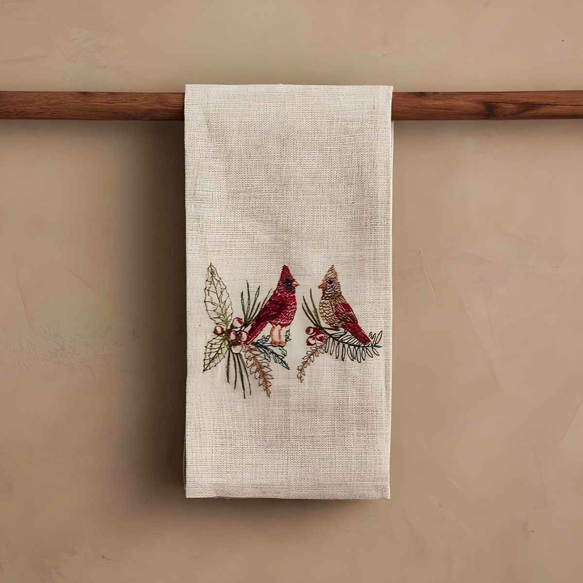 Coral & Tusk Christmas Cardinals Tea Towel