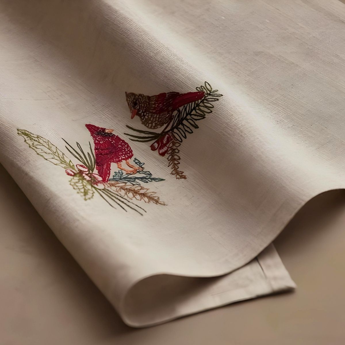 Coral & Tusk Christmas Cardinals Tea Towel