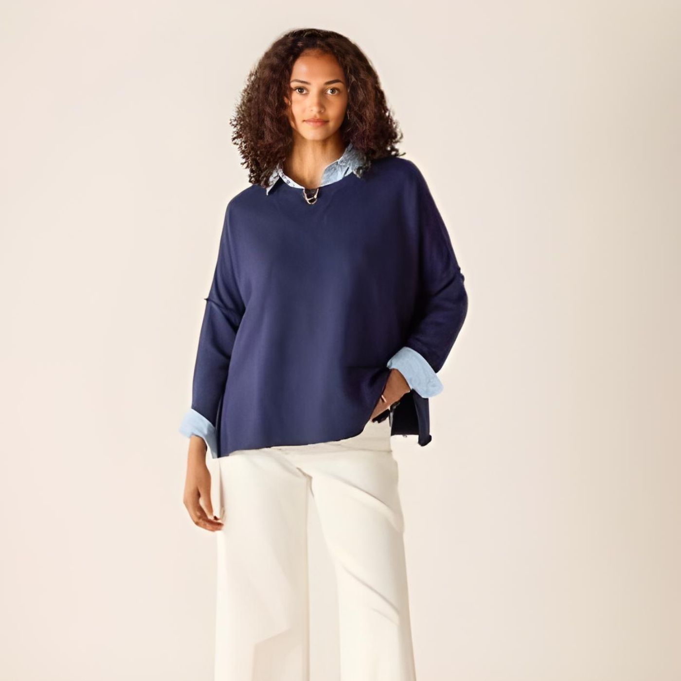 Mersea Frenchie Zip Side Crewneck - Cadet Blue