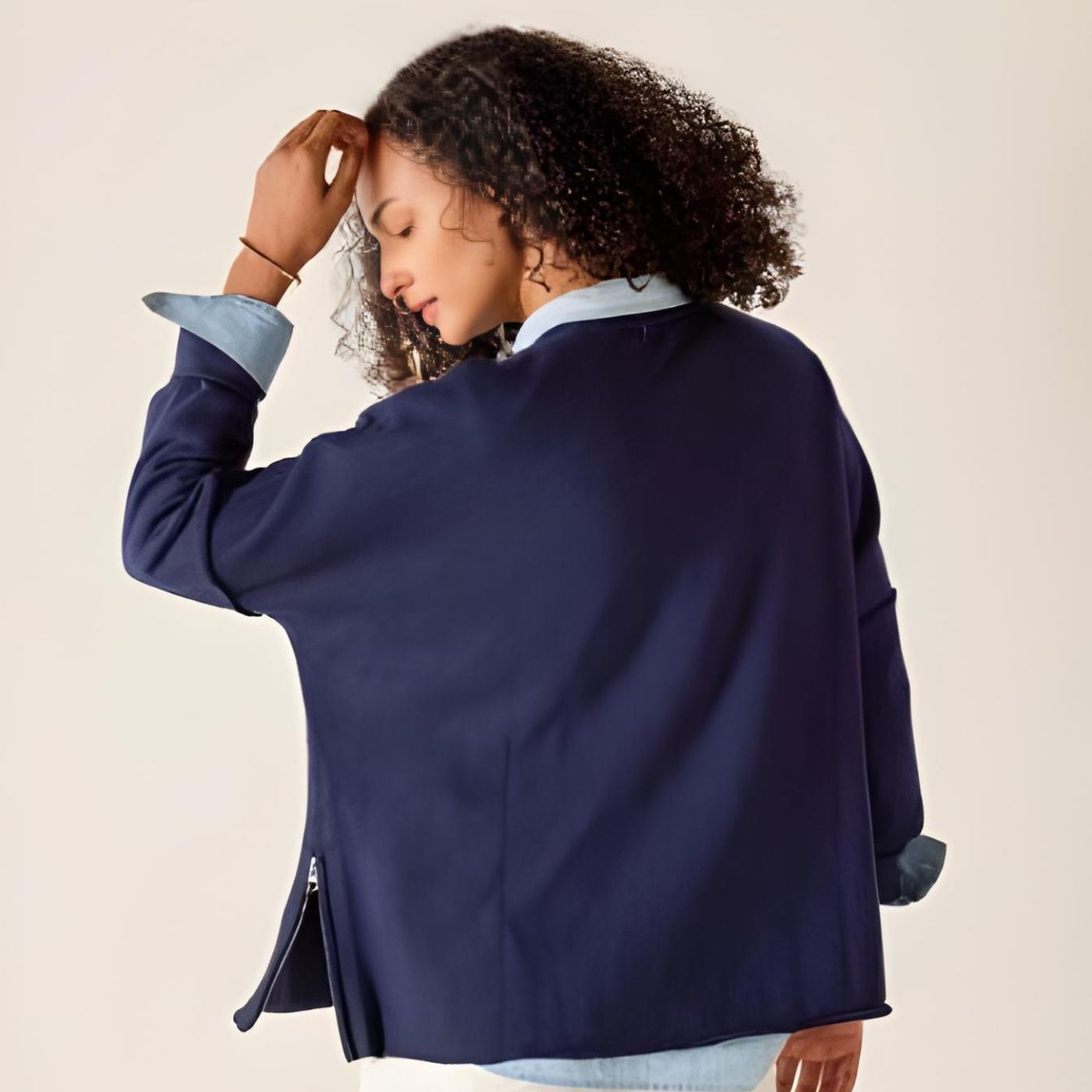 Mersea Frenchie Zip Side Crewneck - Cadet Blue