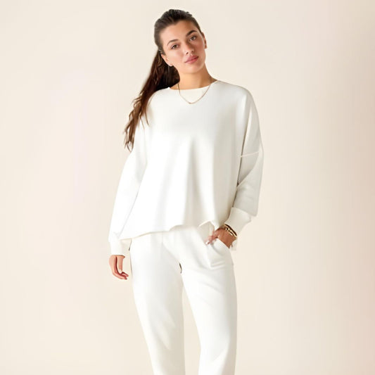 Mersea Frenchie Zip Side Crewneck - White