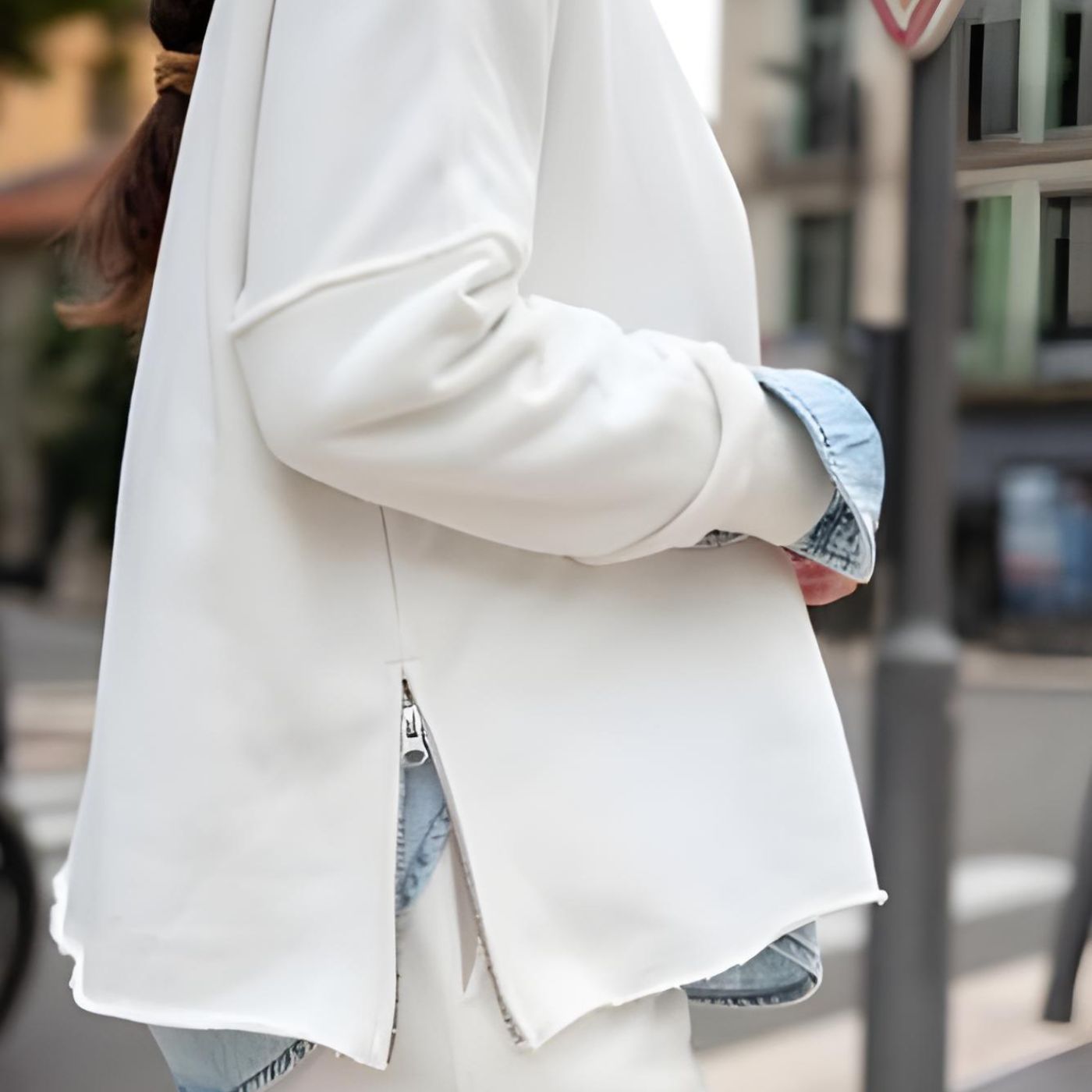 Mersea Frenchie Zip Side Crewneck - White