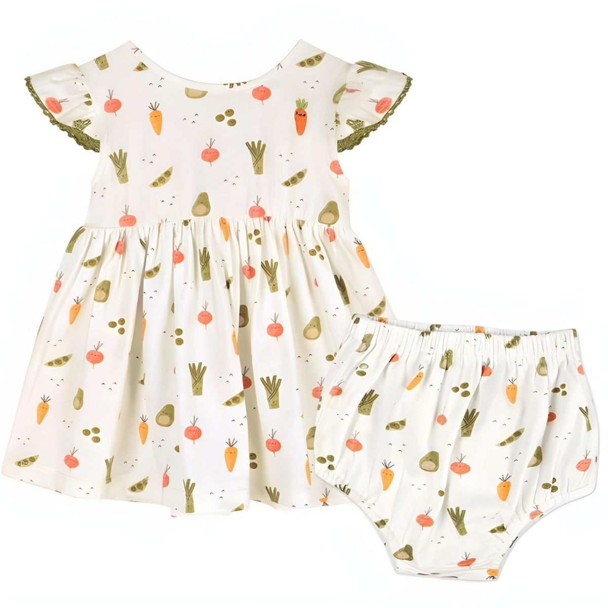 Viverano Organics Veggies Baby Dress + Bloomer - Natural