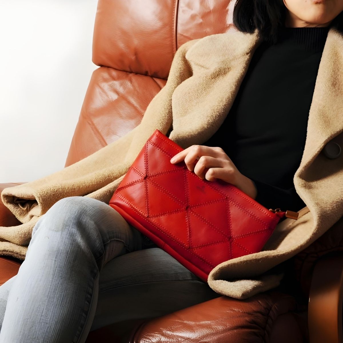 Uppdoo Origami Clutch - Crossbody Bag - Ruby