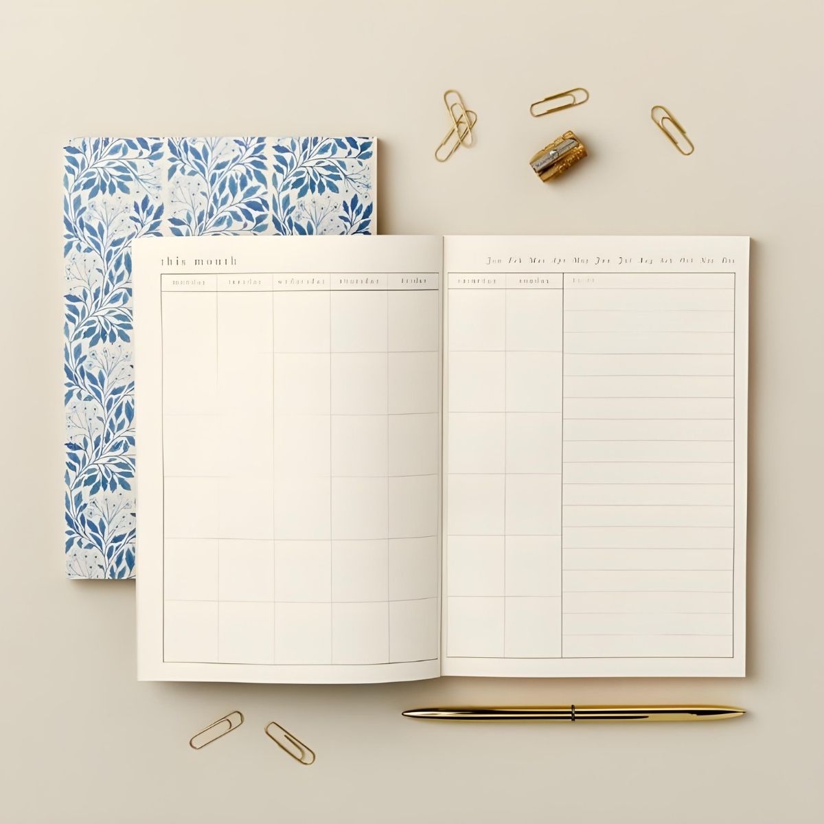 Wanderlust Paper Co. Blue Flora Weekly Planner