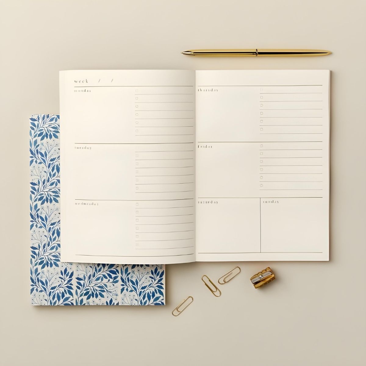 Wanderlust Paper Co. Blue Flora Weekly Planner