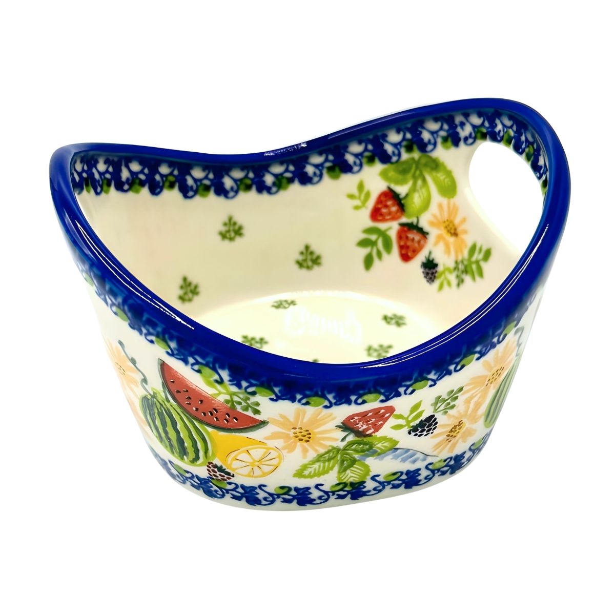Polish Pottery Watermelon Small Basket
