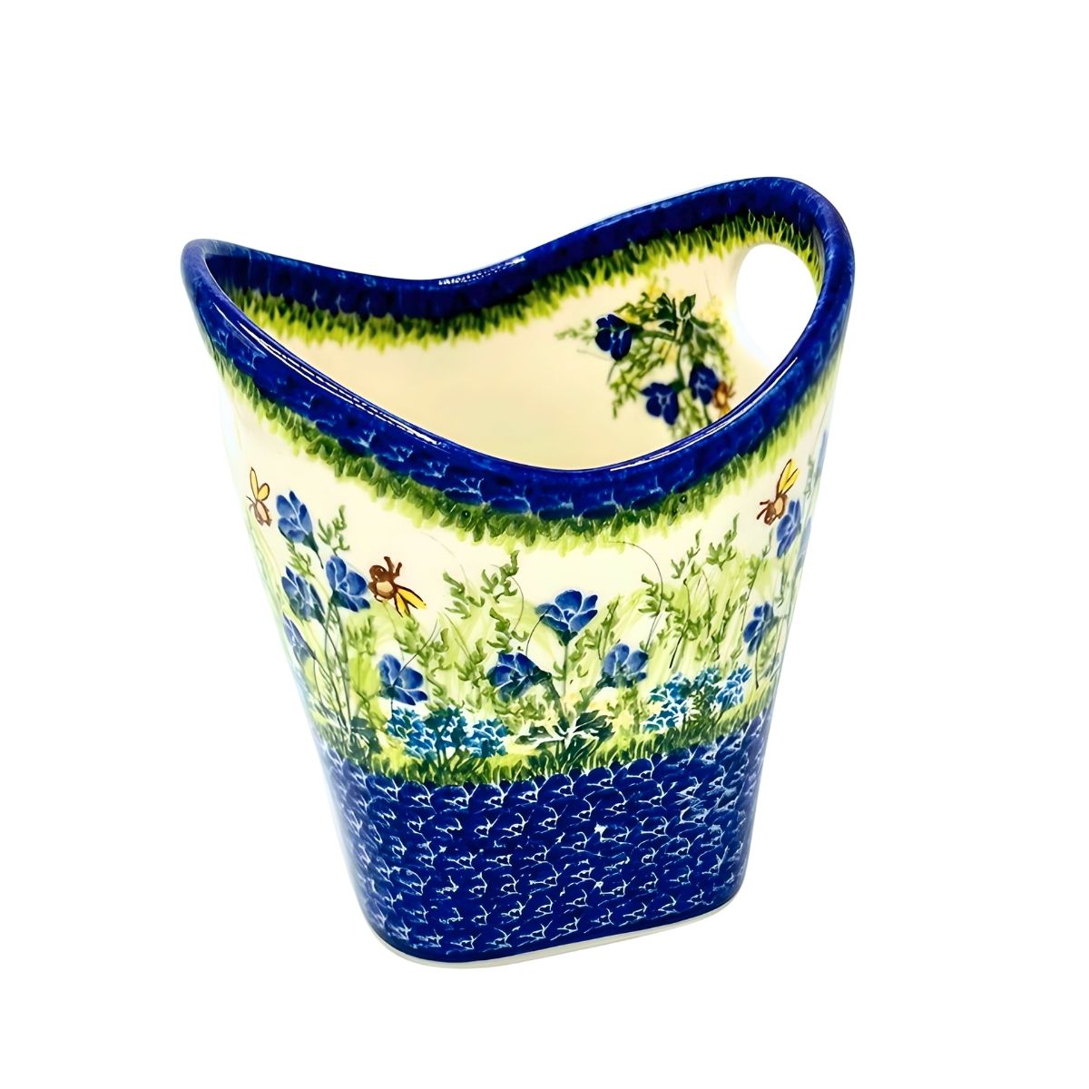 Polish Pottery Floral & Bee Medium Basket