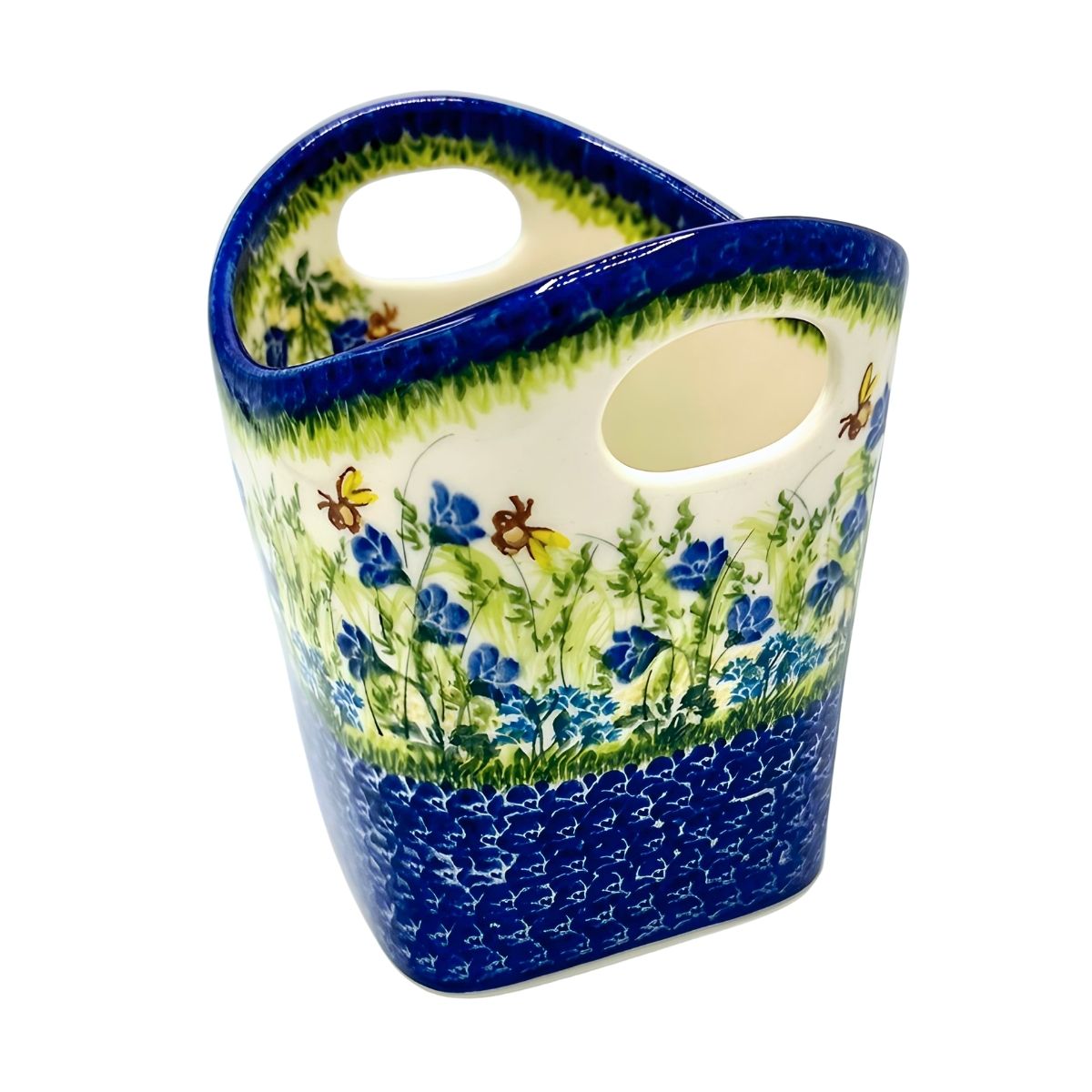 Polish Pottery Floral & Bee Medium Basket