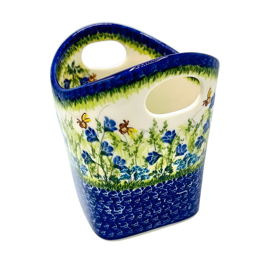 Polish Pottery Floral & Bee Medium Basket