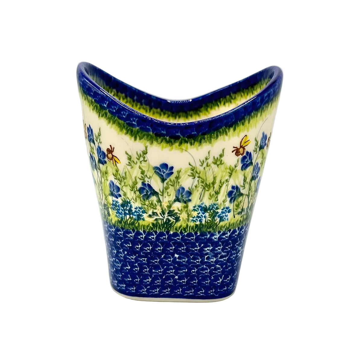 Polish Pottery Floral & Bee Medium Basket