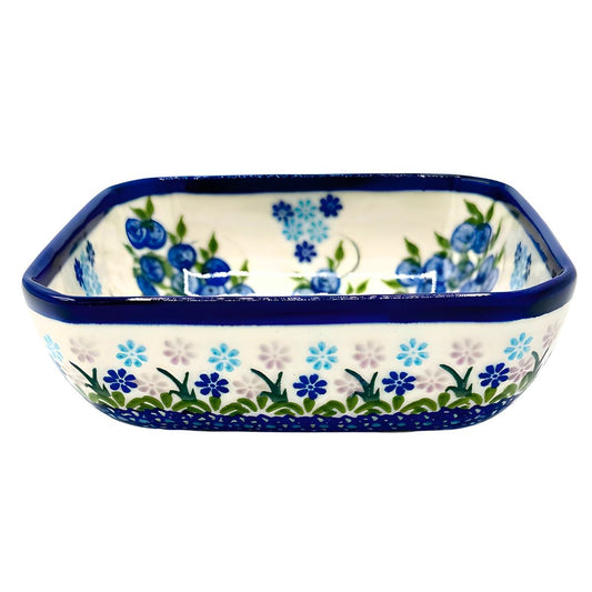 Polish Pottery Blueberries Small Square Bowl