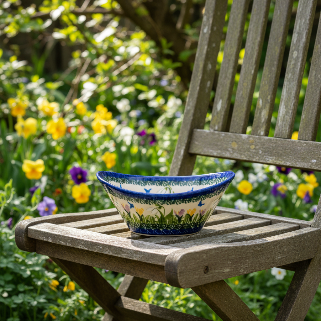 Polish Pottery Snowdrop Floral Tub Bowl